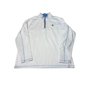 White Water Mens XXL Quarter Zip Pullover Performance Shirt‎ White Blue Marlin